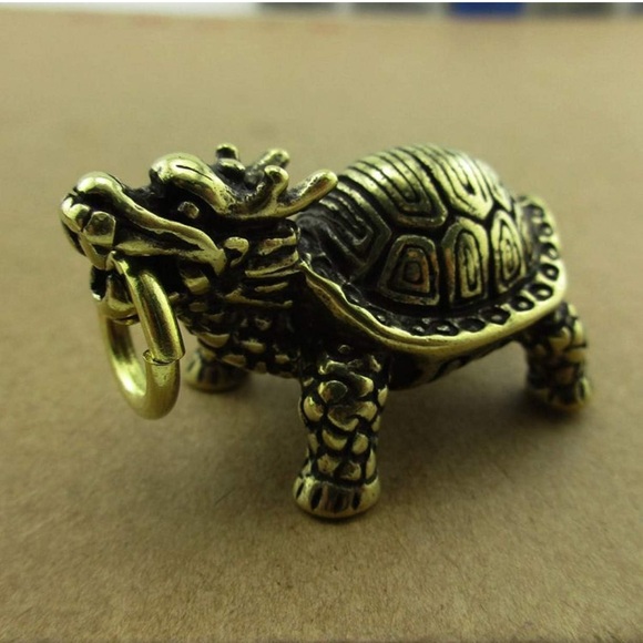 Solid Brass Handmade Turtle DIY Necklace Car Pendant Knife Beads Brass Lucky Tur - Picture 5 of 15